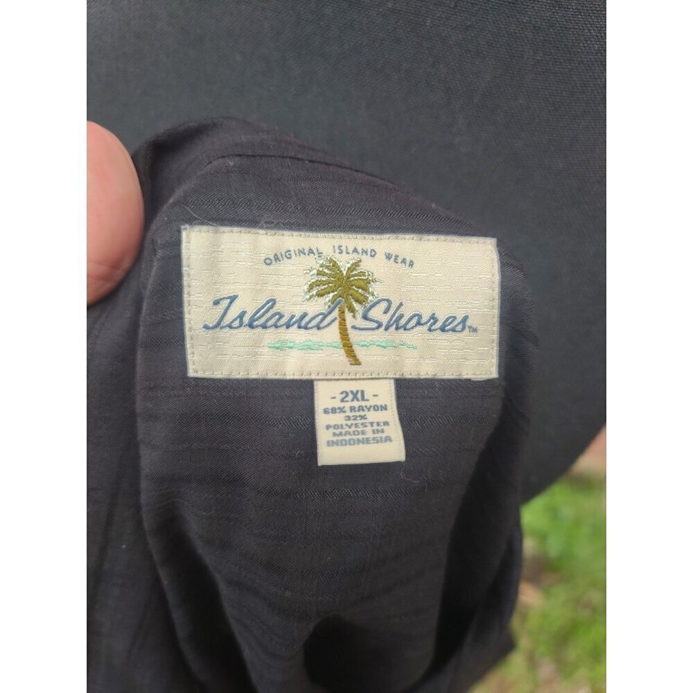 Mens XXL Button Up Shirt Island Shores Black - Picture 4 of 4